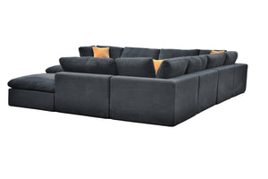 English Elm Coffee Bean Fabric Modular Sectional Sofa with Toss Pillows for Living Room B2748S00086