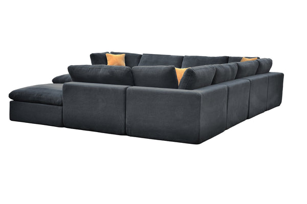 English Elm Coffee Bean Fabric Modular Sectional Sofa with Toss Pillows for Living Room B2748S00086