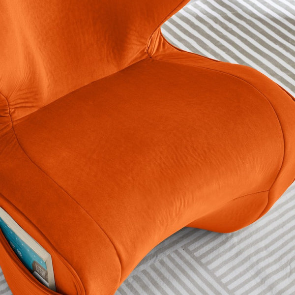 English Elm Ergonomic Floor Chair Velvet Upholstered Lumbar Support Seat for Reading Nook or Lounge Orange W1097P462004