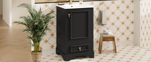 English Elm 20 Inch Bathroom Vanity with Ceramic Sink, Soft-Close Door, Adjustable Shelf, Smart Storage Organizing Design Black N729P299505B