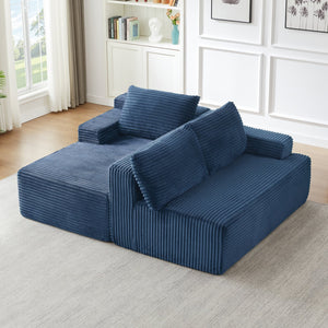 English Elm L-Shaped Cloud Sectional Sofa - Luxurious Blue Corduroy, No Assembly, Compact Comfort For Modern Living W2339P409426