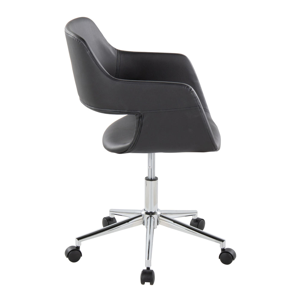 English Elm Margarite Modern Task Chair: Sleek Chrome & Black Faux Leather, Ergonomic Comfort For Home Office B202P223919