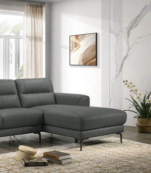 English Elm Top Top Grain Leather 2-Piece Sectional Sofa with Right-Facing Chaise, Tight-Back Stitching, Luxurious Upholstery Anthracite 60.9 L x 37.5 W x 30 H B011S01484
