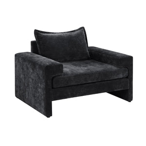 English Elm Christopher Knight Home® - Chenille Oversized Armchair with Thick Cushion and Wide Armrests, Ergonomic Back for Cozy Living Spaces Black N763P314419B