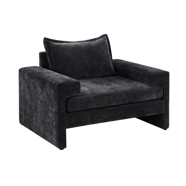 English Elm Christopher Knight Home® - Chenille Oversized Armchair with Thick Cushion and Wide Armrests, Ergonomic Back for Cozy Living Spaces Black N763P314419B