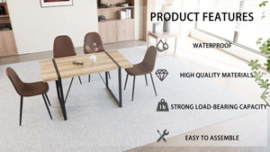 English Elm 55" Modern Mdf Wood Dining Table & 4 Saddle Leather Chairs Set - Eco-Friendly, Stylish & Durable! W2189S00712