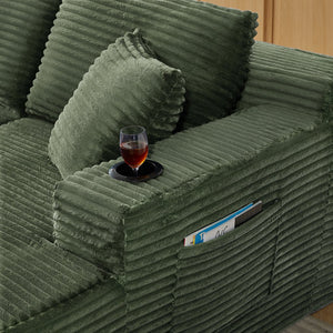 English Elm Compressible U-Shaped Sectional Sofa Set - Modular Green Corduroy Couch For Stylish Living Spaces W2339S00055