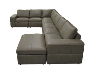 English Elm Large Square Arm Top Grain Leather Modular Sectional for Open Concept Living Rooms Olive Green B2748S00141