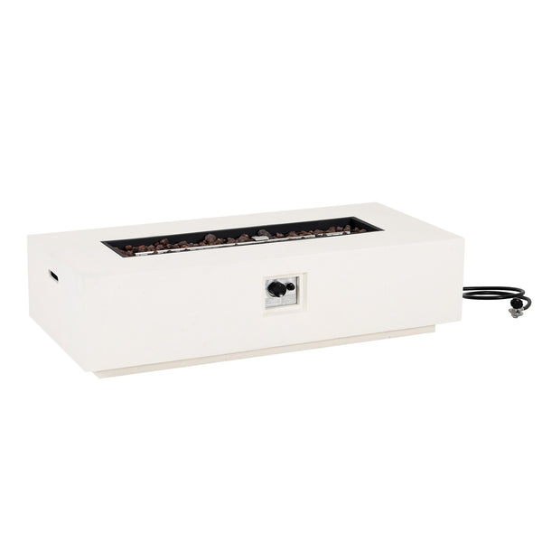 English Elm Christopher Knight Home® - Outdoor 56" Rectangular MGO Fire Pit White — 50,000 BTU Lightweight Concrete Modern Patio Heater N772P269208W