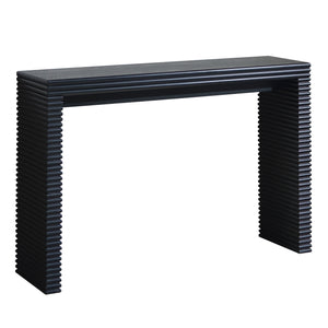 English Elm Modern Black Console Table With Ribbed Front Design - Sleek Entryway, Hallway, Or Living Room Accent W2729P199006