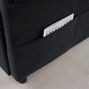 English Elm (old: W3163p269700) Convertible Chenille Sleeper Loveseat with Queen Pullout and Rolling Casters Black W3163S00100