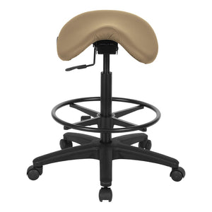 OSP Home Furnishings Backless Saddle Stool Ergonomic Pneumatic Height Adjustable Office Studio Task Seating Dillon Buff ST205-R104