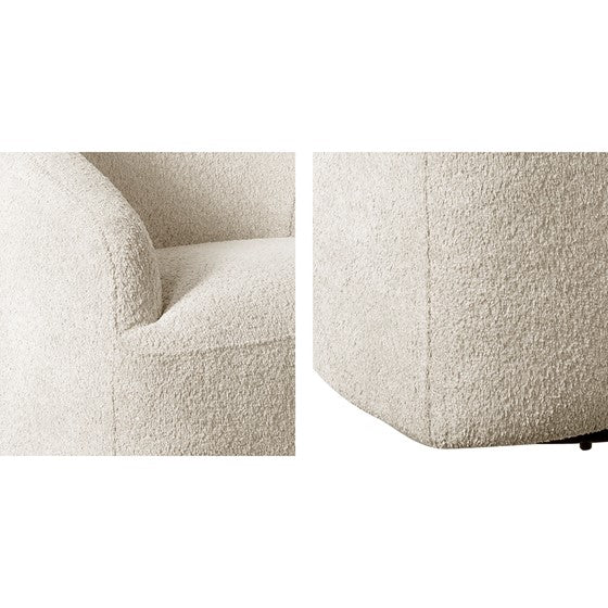 English Elm Upholstered 360 Degree Swivel Chair Cream with Solid Wood Frame, Foam Seat, Metal Ring Base, 300 lb Capacity B035P262680