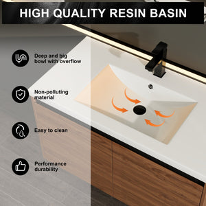 English Elm Levistar 36-Inch Brown Bathroom Vanity With Resin Sink – Stylish Storage & Easy Assembly Design W1972P165047