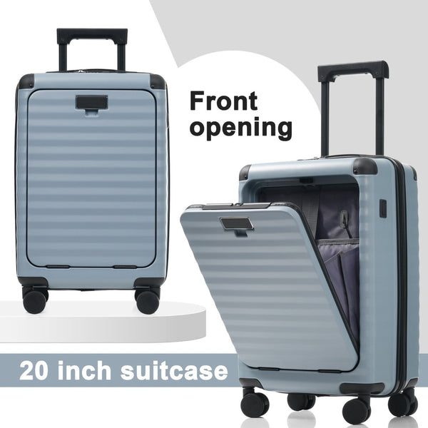 English Elm Luggage 5 Piece Abs Hardshell Travel Set with Usb Port Spinner Wheels and Tsa Lock Sky Blue N732P265290C