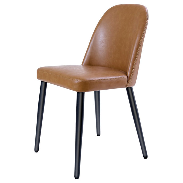 English Elm Beige Pu Leather Armless Dining Chair Set of 4 with Matte Black Iron Legs Modern Brown Yellow T3967P497835