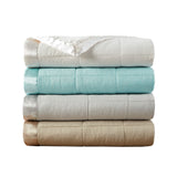 Madison Park Cambria Casual Oversized Down Alternative Blanket with Satin Trim MP51-2609 Aqua