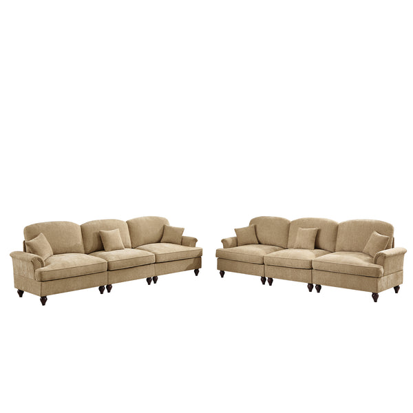 English Elm Classic Chenille Sleeper Sofa With Flared Arms, Ruffled Skirts & Modular Ottomans For Versatile Comfort W3041S00248