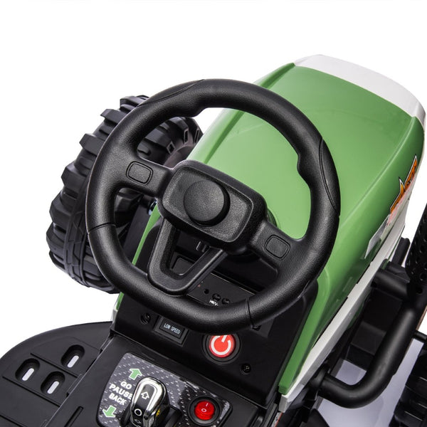 English Elm Ride on Electric Tractor Toy with Trailer 24v 400w Dual Motors Remote Control Led Emerald W1578P193905