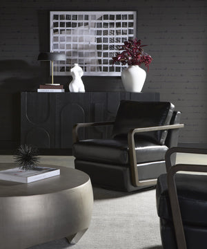 Sunpan Castell Swivel Lounge Chair - Luxurious Top Grain Leather, Handcrafted Design, Ultimate Comfort & Style Brown / Cortina Black Leather