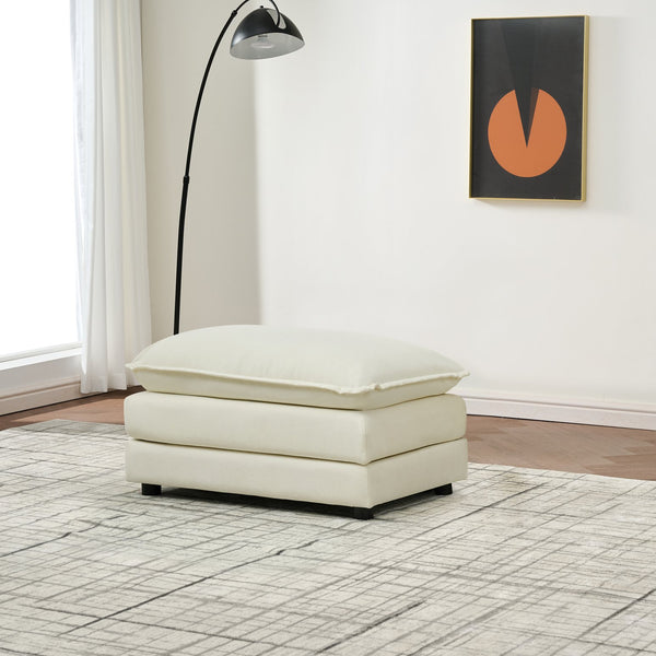 English Elm Modular cloud-inspired sectional sofa with chenille upholstery, deep seats, ottoman units, plush cushions White W2290S00011