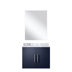 English Elm Navy Blue Single Bath Vanity With Carrara Marble Top & Mirror - Perfect For Small Space Style! B2731S00743
