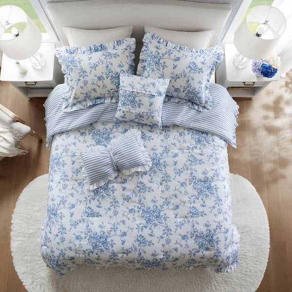 English Elm 5 Piece Full/Queen Comforter Set with Decorative Pillows - Soft Microfiber, Hypoallergenic, Cozy Layering Blue 16.54 L x 12.6 W x 7.87 H B035P381287