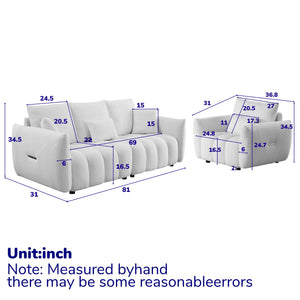 English Elm 3 Seater Teddy Sofa Combo With 1 Seater - Cozy Modern Living Room Furniture, Durable & Stylish! W1193S00160