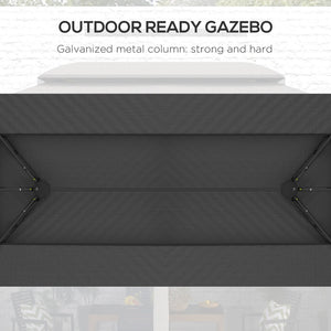 English Elm Large Vented Two-tier Patio Gazebo with Mesh Netting Steel Frame Backyard Shelter Dark Grey T3971P425932