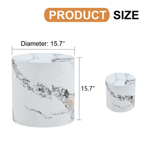 English Elm The Elegant Cylindrical Table – Versatile Coffee, Dining, Or Writing Desk With Stylish Patterned Design W1151P200297-GIGA