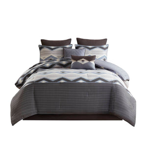 English Elm 8-piece Queen Comforter Set Geometric Lodge Style Polyester Fill Bedroom Bedding B035P472705