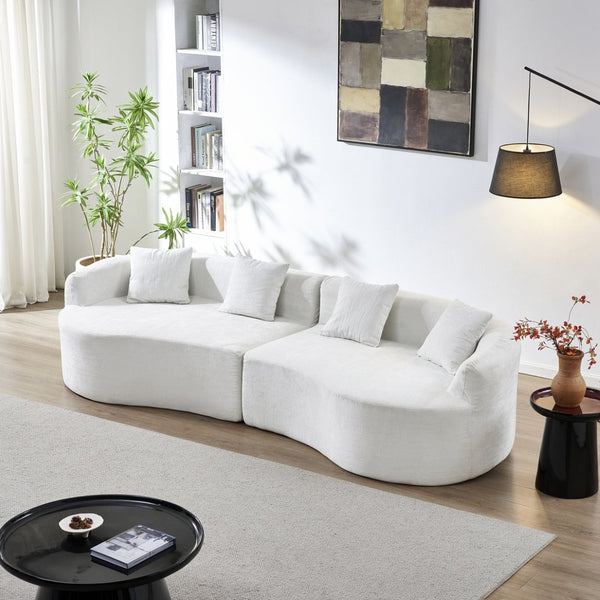 English Elm 111" L Shaped Cloud Sofa Plush Chenille Upholstered High Density Foam Apartment Living Room Beige W1669S00057