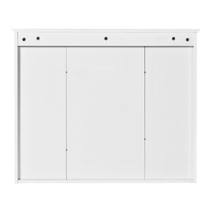 English Elm 35'' Modern Wall-Mounted Medicine Cabinet with Mirror, Hidden Storage and Open Shelves for Bath White N710P209443K