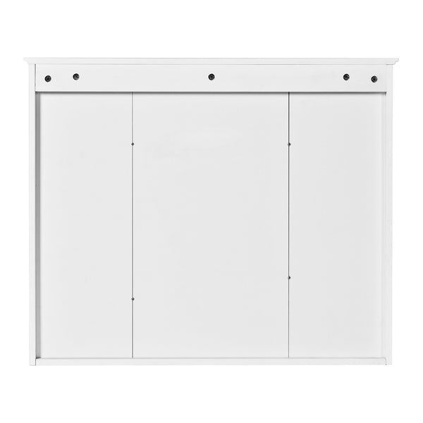 English Elm 35'' Modern Wall-Mounted Medicine Cabinet with Mirror, Hidden Storage and Open Shelves for Bath White N710P209443K