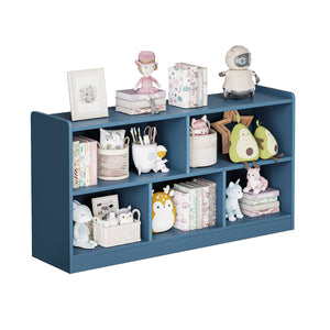 English Elm Wooden Five Cube Open Organizer Low Profile Montessori Bookshelf for Playroom or Nursery Turquoise T3210P476852