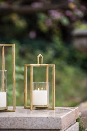 English Elm Set of 3 Graduated Iron Lanterns with Rustic Gold Finish for Glam Interiors W2078P481351