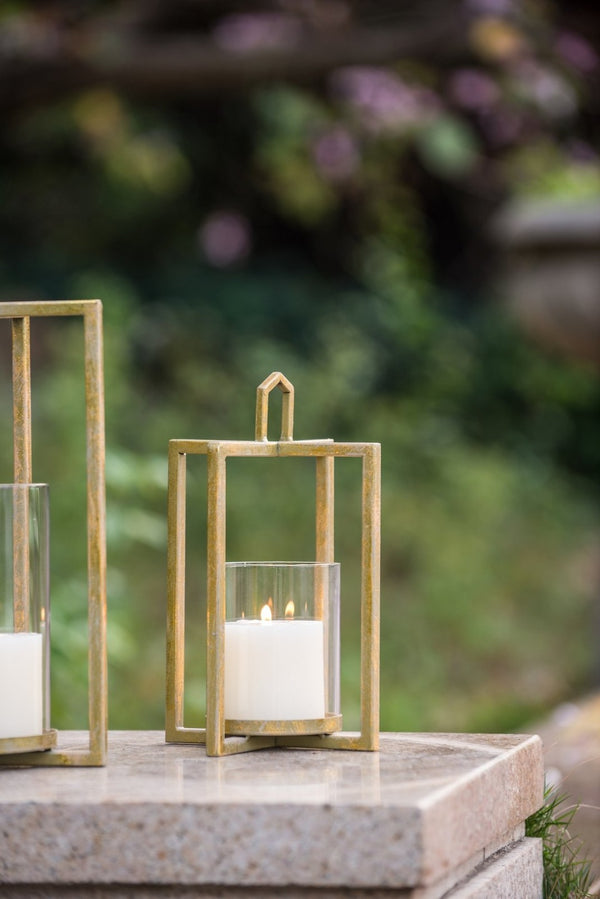 English Elm Set of 3 Graduated Iron Lanterns with Rustic Gold Finish for Glam Interiors W2078P481351