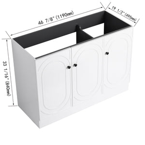 English Elm 48" Modern Freestanding Bathroom Vanity with Integrated Basin, Adjustable Shelf & 3 Metal Handles White W999P241069