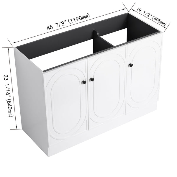English Elm 48" Modern Freestanding Bathroom Vanity with Integrated Basin, Adjustable Shelf & 3 Metal Handles White W999P241069