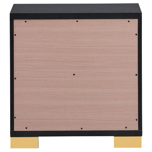 English Elm Jeremiah Matte Black Two-drawer Nightstand with Gold Bar Pulls Art Deco Bedroom B062P447810