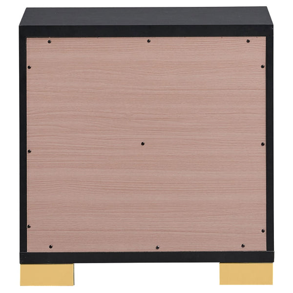 English Elm Jeremiah Matte Black Two-drawer Nightstand with Gold Bar Pulls Art Deco Bedroom B062P447810