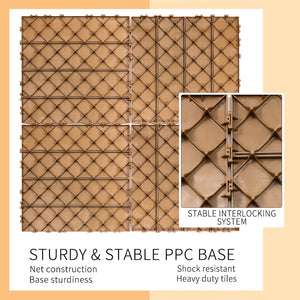 English Elm Plastic Interlocking Deck Tiles Slatted Wood Look Outdoor Patio Poolside Flooring 44 Pack W2882P204560