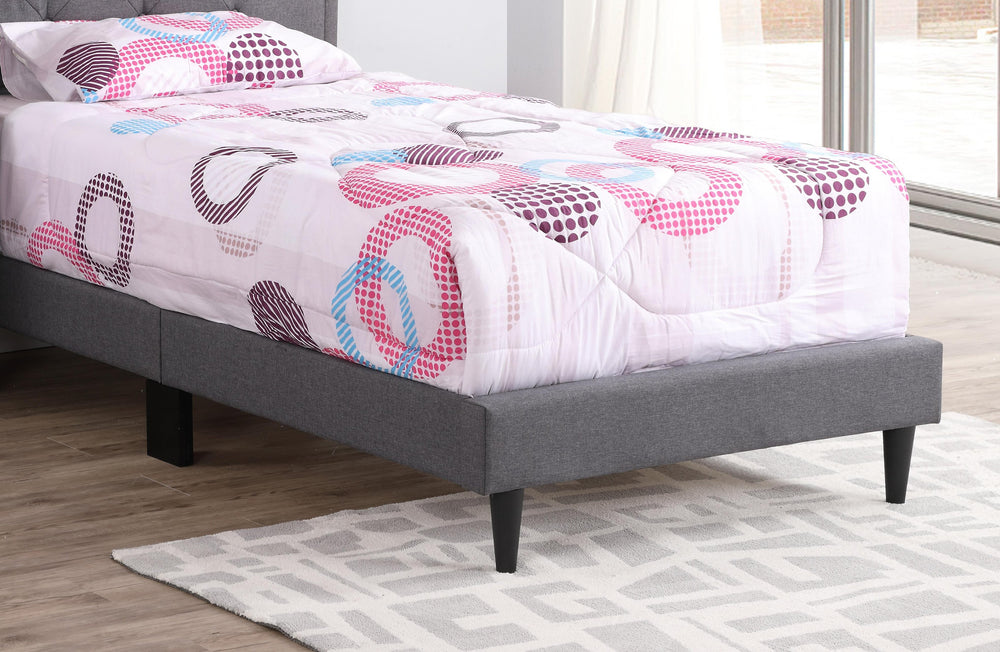 English Elm Cozy Tufted Twin Bed Gray with Adjustable Headboard 41–53" Height, Boxspring or Slat Option, 1-Box Delivery B078112111