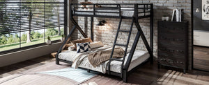 English Elm Twin Over Full Metal Bunk Bed Low Profile Heavy Duty Frame for Kids Guest Rooms W5305P463443