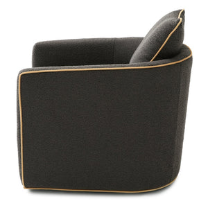 English Elm Swivel Barrel Accent Chair Boucle Upholstered with 360 Base for Living Room Corners Dark Grey N763P376127R