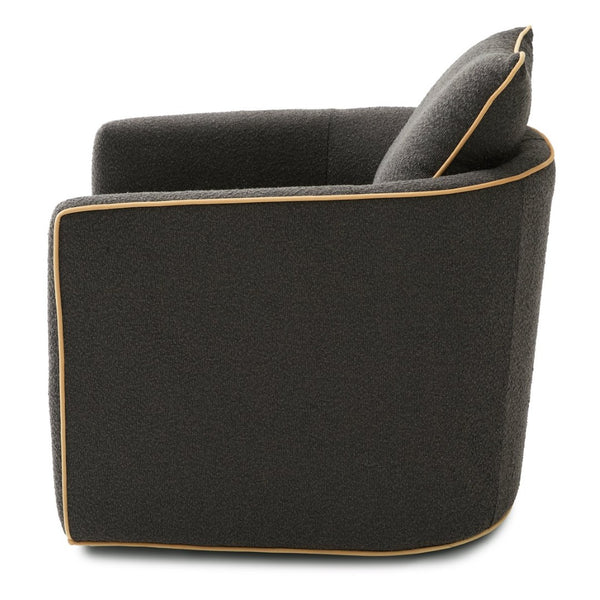 English Elm Swivel Barrel Accent Chair Boucle Upholstered with 360 Base for Living Room Corners Dark Grey N763P376127R