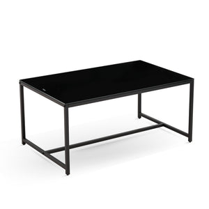 English Elm Black Glass Coffee Table - Versatile Tempered Glass & Metal Legs For Modern Living Room & Patio Use W1718P362677