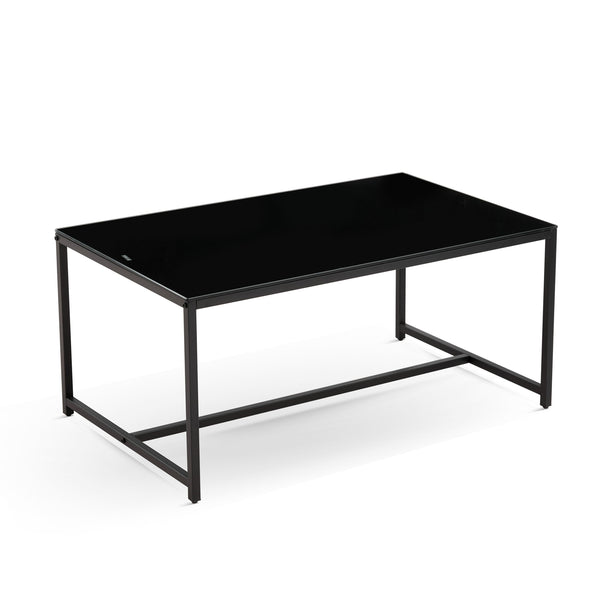English Elm Black Glass Coffee Table - Versatile Tempered Glass & Metal Legs For Modern Living Room & Patio Use W1718P362677