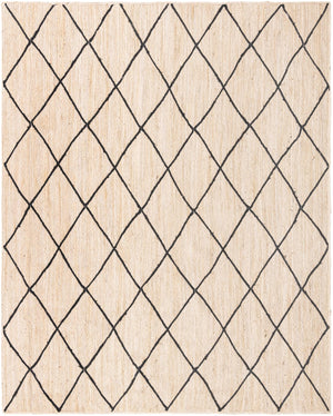 Unique Loom Braided Jute Trellis Hand Braided Solid Rug Ivory and Black, Black 9' 0" x 12' 2"