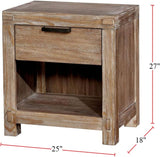 English Elm Rustic Weathered Light Oak 1 Piece Nightstand Black Bar Pull Bedroom Furniture Bedside Table 1-Drawer